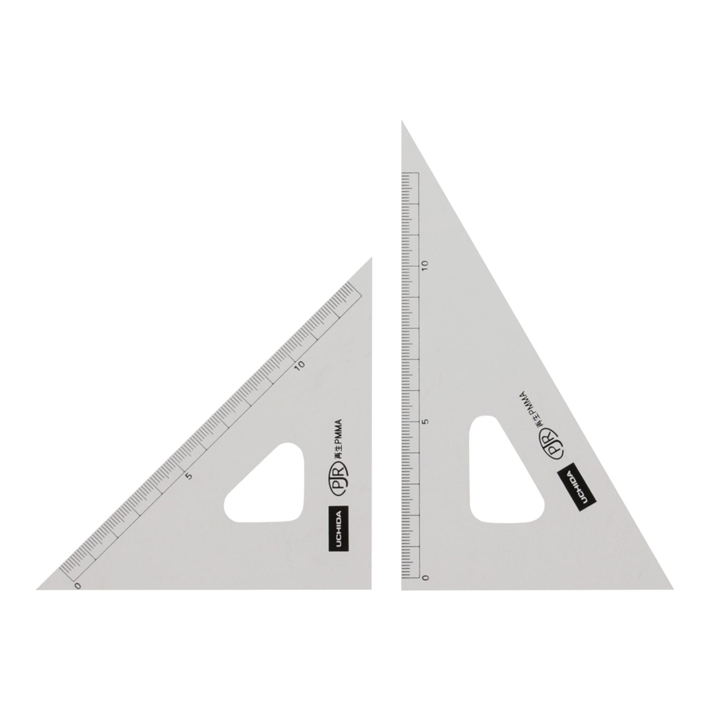 1-809-1502／三角定規 15cm×2mm 目盛り付き