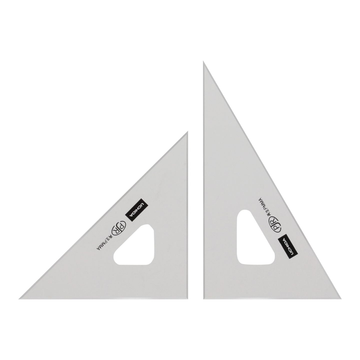 1-809-1521／三角定規 15cm×2mm 面取り 目盛りなし