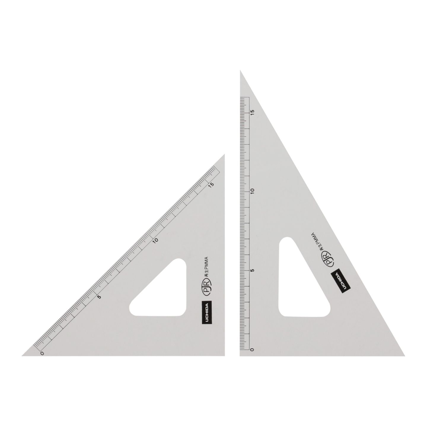 1-809-1802／三角定規 18cm×2mm 目盛り付き