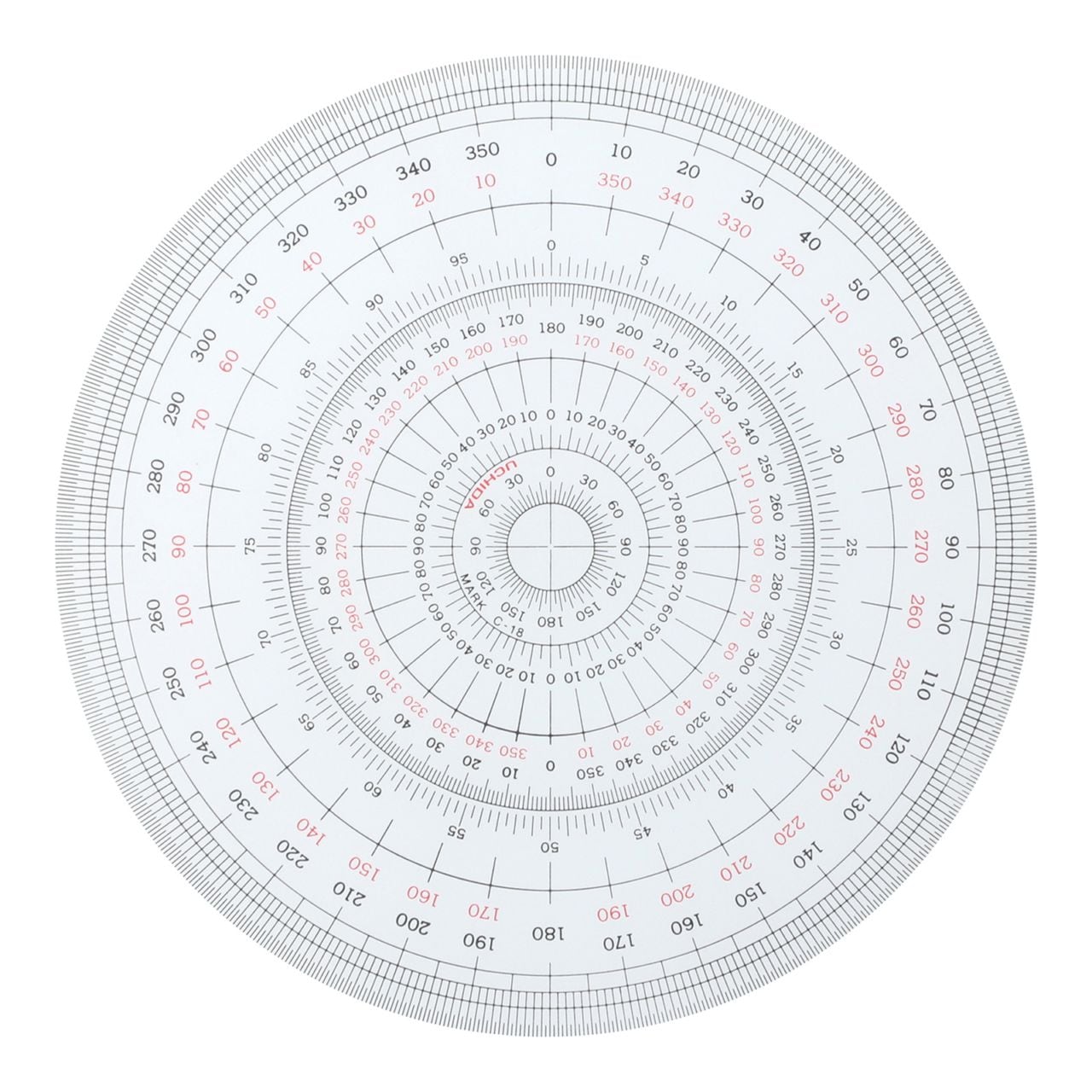 1-822-0002／全円分度器 18cm型