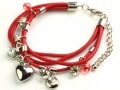 四連コードチャームブレスレット/レッド