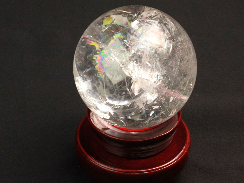 レインボー水晶玉8センチ台座付き