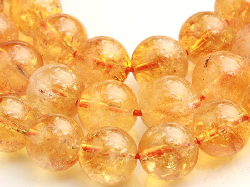 天然石シトリンルチルインエンジェルラダー12ミリ玉ビーズ