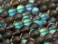 パワーストーンビーズ/フロストブラックムーンクリスタル（ルナフラッシュ）/ラウンド/12mm|ムーンクリスタル（ルナフラッシュ）