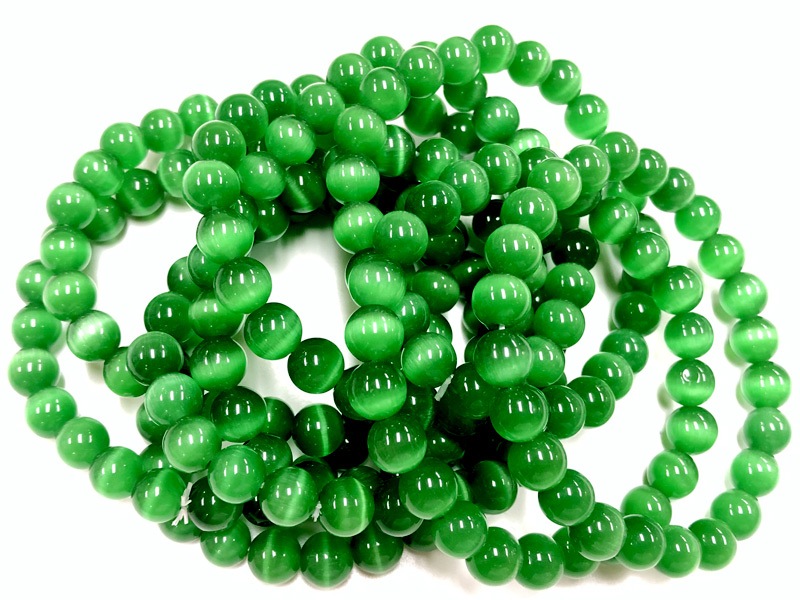 人気！☆限定入荷☆キャッツアイブレスレット/グリーン001/約8mm/1本 