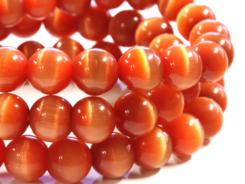 人気！☆限定入荷☆キャッツアイブレスレット/オレンジ006/約10mm/1本 