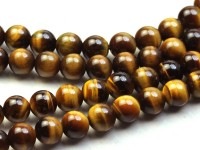 超定番！★目を引くキャッツアイ効果★虎目石★AA/天然石ビーズ/イエロータイガーアイ（Tiger's eye/虎眼石）/ラウンド/約6mm/1連【天然石/パワーストーン】【アメリカツーソン・香港展示会