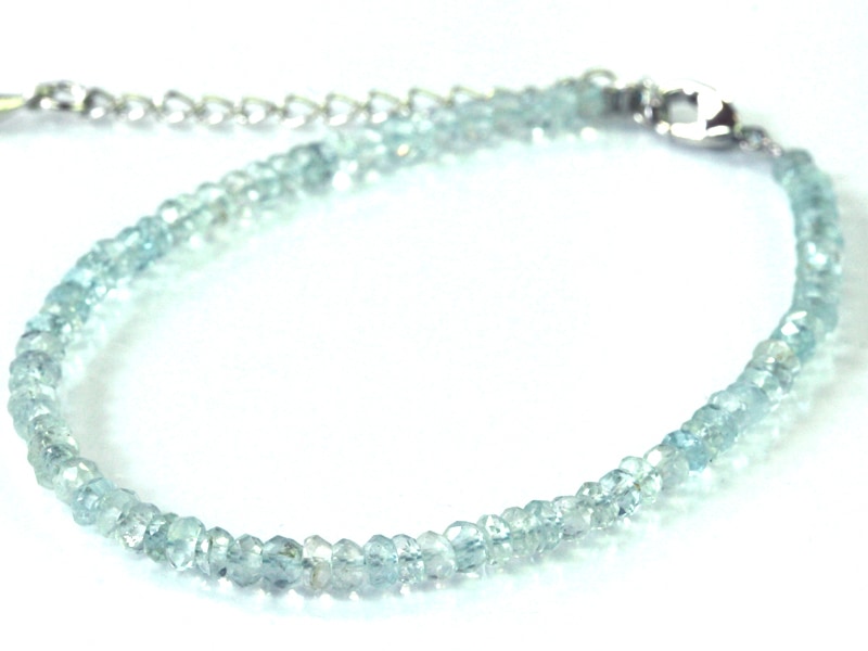 アクアマリン×タンブル グラデ チャーム付き 天然石 ブレスレット