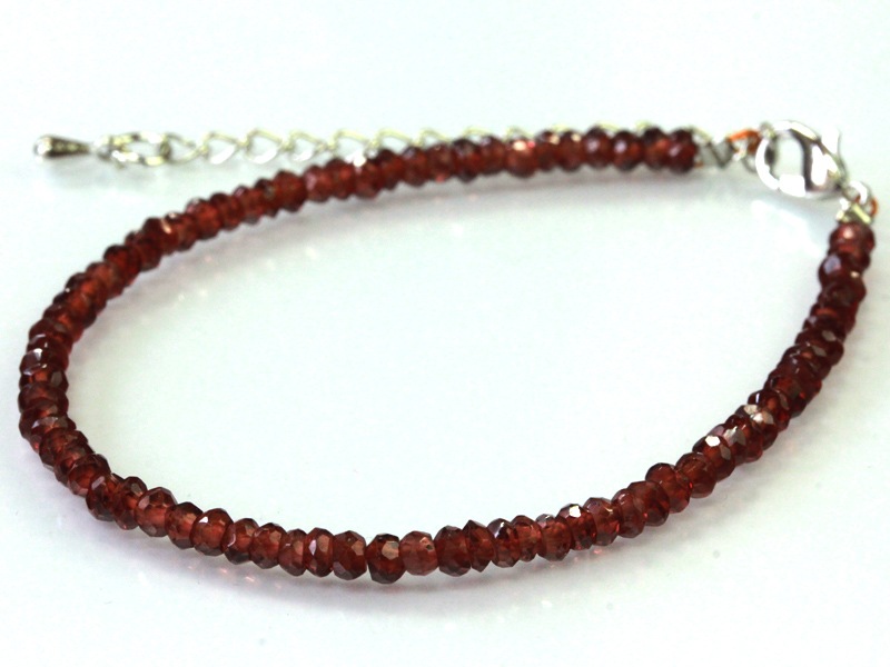 天然石　ボタンカット　ガーネット　ブレスレット 天然石ブレスレット/ガーネット/ボタンカット/約22cm/約2mm｜天然石や