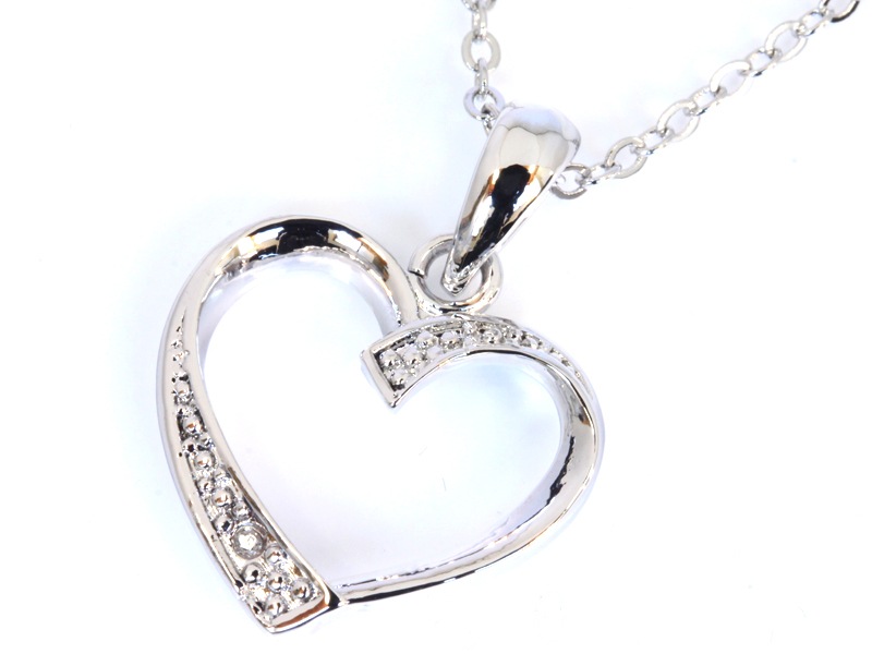 レディースネックレス/天然ダイヤモンド0.01ct/オープンハート 