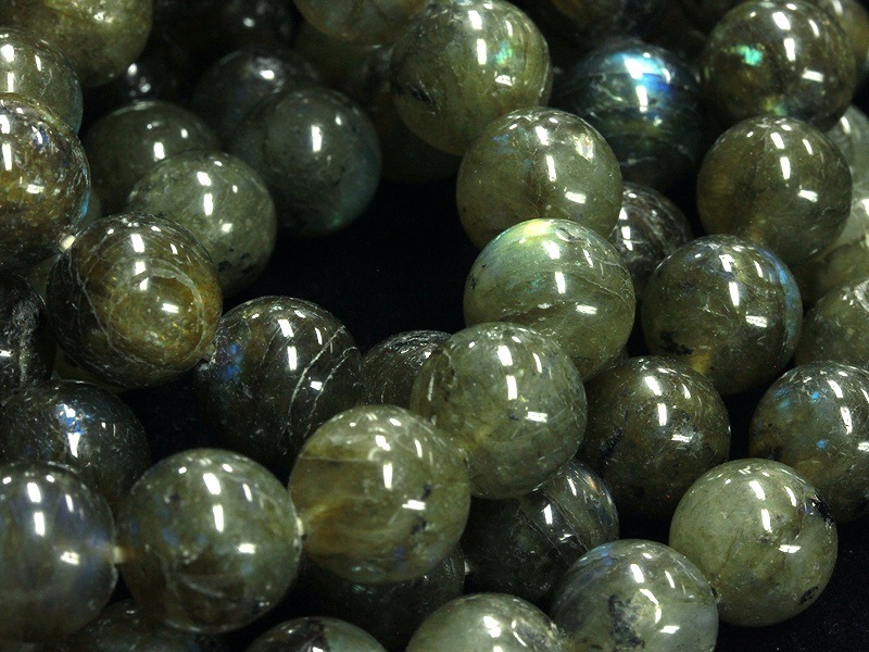 高品質　大玉　両面強シラー　グリーン系天然石ラブラドライト約11.5㍉ブレス 高品質 大玉 両面強シラー グリーン系天然石ラブラドライト約11.5㍉ブレス