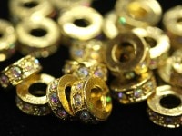 【日本未発売！/新作ロンデル】パーツ・副資材/ロンデル/パヴェクリスタルガラス/ゴールド＆ホログラム/7mm/10個【天然石/パワーストーン】【アメリカツーソン・香港展示会・世界各地出展品買い付け】