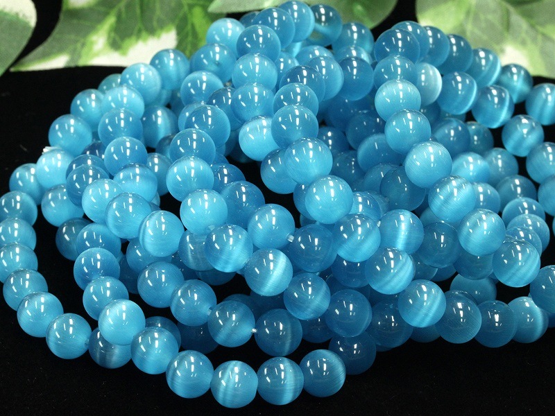 人気！☆限定入荷☆キャッツアイブレスレット/ブルー012/約8mm/1本 