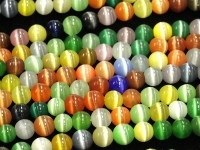 人気！★限定入荷★パワーストーンビーズ/キャッツアイマルチカラー/約6mm/1連【天然石/パワーストーン】【アメリカツーソン・香港展示会・世界各地出展品買い付け】|ガラス・プラスチック製：ビーズ|ガラ