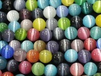 人気！★限定入荷★パワーストーンビーズ/キャッツアイマルチカラー/約10mm/1連【天然石/パワーストーン】【アメリカツーソン・香港展示会・世界各地出展品買い付け】|ガラス・プラスチック製：ビーズ|ガ