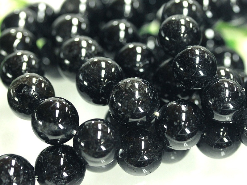 ブラックルチルクォーツブレスレットAAAA 黒針水晶金運アップ虹入り