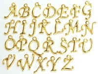 定番人気！★品質◎ネックレスやブレスレットに★パーツ・副資材/アクセサリー・アンティーク/イニシャル/ロンデル/アルファベットパーツ/ゴールド/O〜U/1個【天然石/パワーストーン】【アメリカツーソン
