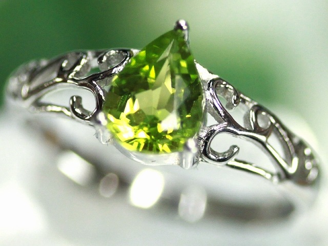 高品質天然石☆sv925製/天然石リング/ペリドットシルバーリング
