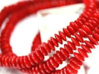 【限定入荷】天然石ブレスレット/赤珊瑚/ボタンカット/7×2mm/1本【アメリカツーソン・香港展示会・世界各地出展品買い付け】|コーラル(珊瑚)