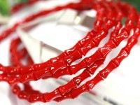 【限定入荷】天然石ブレスレット/赤珊瑚/ボーンカット/4×7mm/1本【アメリカツーソン・香港展示会・世界各地出展品買い付け】|コーラル(珊瑚)