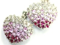 【激安】人気！★ネックレスやブレスレットに★パーツ・副資材/キュービックジルコニア(cz)パーツ/パヴェハート/シルバー＆クリア・ピンク/サイズ約15×16mm/1個|パーツ・副素材：アクセサリーパー