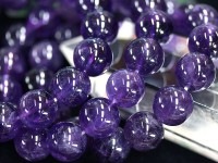 【≪20％OFF≫超特価SALE】 気品ある色合い★ブラジル産★艶々光沢★3A/天然石ブレスレット/アメジスト（Amethyst/紫水晶）/ラウンド/13.5-14.4mm/1本【天然石/パワーストー