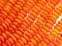 【限定入荷】天然石ビーズ/オレンジ珊瑚/ボタンカット/7×2mm/1連【天然石/パワーストーン】【アメリカツーソン・香港展示会・世界各地出展品買い付け】|コーラル(珊瑚)：ビーズ|コーラル(珊瑚)