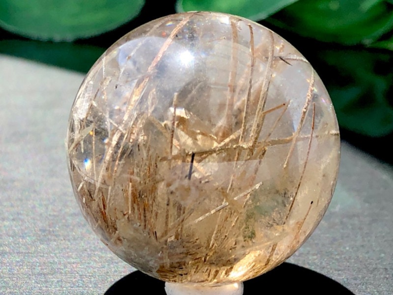 希少針極太いルチルクォーツ丸玉スフィア原石透明度抜群パワーストーン置物