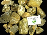 【USAツーソンミネラルショー商品】激安！限定入荷★金運・財運の石★ブラジル産/天然石/タンブル（お守り石・握り石・磨き石）/太陽ゴールドルチルクォーツ（放射ルチル/ルチレイテッドクォーツ/太針入り水