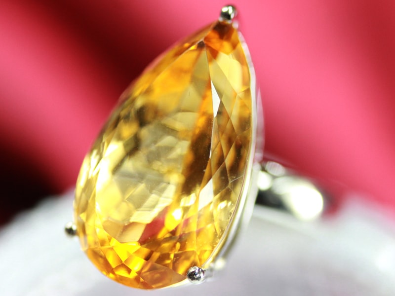 シトリン オレンジ 天然石 指輪 リング ゴールド フリーサイズ