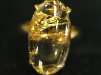 【≪20％OFF≫超特価SALE】 輝く金針★透明度抜群★sv925ゴールド色！ 刻印有 ★天然石リング・指輪/タイチンゴールドルチルクォーツ(太針・金針, Rutilated Quartz)/1個【