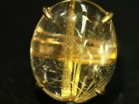【≪20％OFF≫超特価SALE】 輝く金針★透明度抜群★sv925ゴールド色！ 刻印有 ★天然石リング・指輪/タイチンゴールドルチルクォーツ(太針・金針, Rutilated Quartz)/1個【