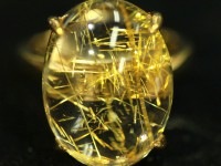 【≪20％OFF≫超特価SALE】 輝く金針 ★透明度抜群★sv925ゴールド色！ 刻印有 ★天然石リング・指輪/ゴールドルチルクォーツリング(金針, Rutilated Quartz)/1個【天然石