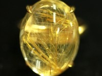 【≪20％OFF≫超特価SALE】 輝く金針 ★透明度抜群★sv925ゴールド色！ 刻印有 ★天然石リング・指輪/ゴールドルチルクォーツリング(金針, Rutilated Quartz)/1個【天然石