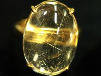 【≪20％OFF≫超特価SALE】 輝く金針 ★透明度抜群★sv925ゴールド色！ 刻印有 ★天然石リング・指輪/ゴールドルチルクォーツリング(金針, Rutilated Quartz)/1個【天然石