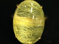 【≪20％OFF≫超特価SALE】 輝く金針 ★透明度抜群★sv925ゴールド色！ 刻印有 ★天然石リング・指輪/ゴールドルチルクォーツリング(金針, Rutilated Quartz)/1個【天然石