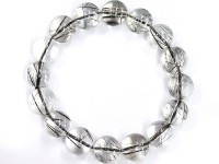 【1点物】超希少！★極上の透明度★仕事を成功させる金運の石★天然石ブレスレット/5A/ブラックルチルクォーツ（ルチレイテッドクォーツ/針入り水晶)/ラウンド/13mm/53g/1本【天然石/パワースト