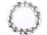 【1点物】超希少！★極上の透明度★仕事を成功させる金運の石★天然石ブレスレット/5A/ブラックルチルクォーツ（ルチレイテッドクォーツ/針入り水晶)/ラウンド/14mm/65g/1本【天然石/パワースト