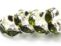 【激安】パーツ・副資材/ロンデル/シルバー＆グリーン/8mm/波型/10個