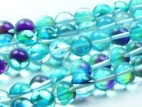 クリアで爽やかなブルーカラー★青空ブルー★ビーズ/スカイブルーレインボームーンクリスタル（ルナフラッシュ）/10mm/1連【天然石/パワーストーン】【アメリカツーソン・香港展示会・世界各地出展品買い付