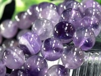 定番石★艶々光沢★2A/天然石ブレスレット/ライトカラーアメジスト（Amethyst/紫水晶）/ラウンド/7.5-8.4mm【天然石/パワーストーン】【アメリカツーソン・香港展示会・世界各地出展品買い