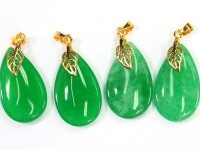 限定入荷！★繁栄・成功・健康の石として幅広い年代に定番人気★天然石/翡翠（ひすい・ジェイド・jade）ペンダントトップ/大粒リーフ/ゴールドカラー/1個【天然石/パワーストーン】【アメリカツーソン・香