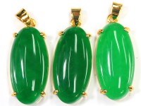 限定入荷！★繁栄・成功・健康の石として幅広い年代に定番人気★天然石/翡翠（ひすい・ジェイド・jade）ペンダントトップ/オーバル/ゴールドカラー/1個【天然石/パワーストーン】【アメリカツーソン・香港
