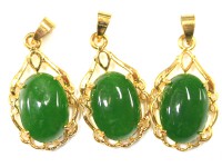 限定入荷！★繁栄・成功・健康の石として幅広い年代に定番人気★天然石/翡翠（ひすい・ジェイド・jade）ペンダントトップ/オーバル/ゴールドカラー/1個【天然石/パワーストーン】【アメリカツーソン・香港