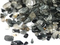 仕事を成功させる金運の石★艶々光沢透明感！★天然石さざれチップ/ブラックルチルクォーツ(黒針水晶)/L〜LLサイズ/100g/粒サイズ約5-25mm【天然石/パワーストーン】【アメリカツーソン・香港展