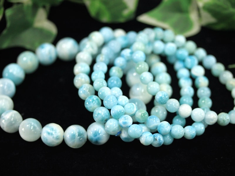 まとめ売り2本極上品質ラリマー ブレスライトブルー8.5mmとルチル8.5mm