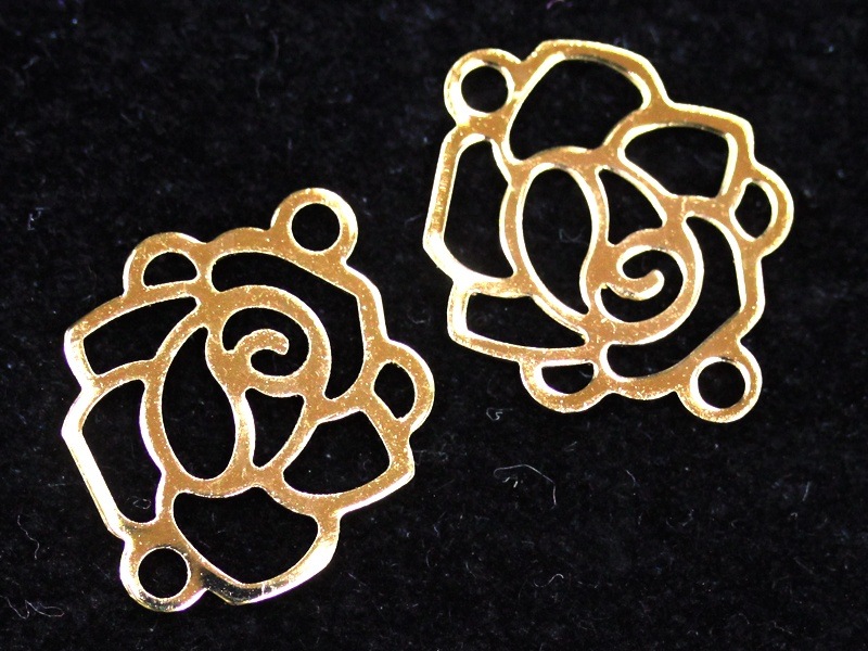 激安】パーツ・副資材/透かしパーツ/薔薇(バラ)/ゴールド/約17×13mm/1  