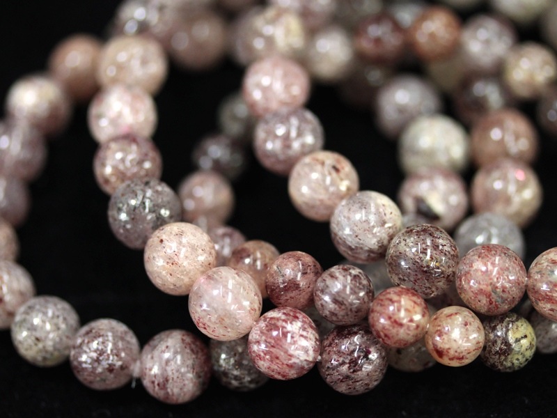 シックなダークピンク☆鉱物が織りなす美しい模様☆天然石ブレスレット