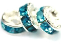 【激安】パーツ・副資材/ロンデル/シルバー＆マリンブルー/6mm/平型/10個