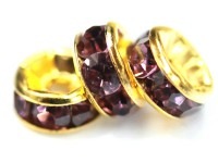 【激安】パーツ・副資材/ロンデル/ゴールド＆ライラックパープル/6mm/平型/10個